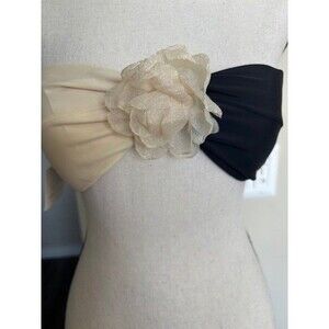 Bobbles & Lace Wish It Was You Bikini Top Black/Cream Padded Baudeau Sz M Flower